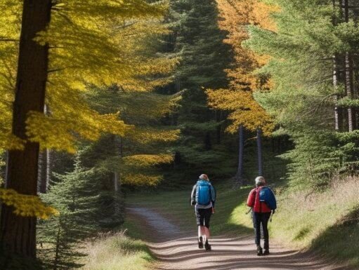 Hiking People in the Small Carpathians in Autumn